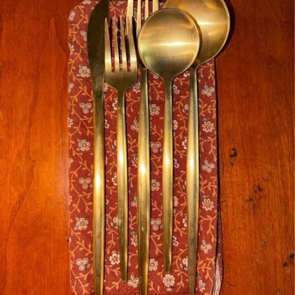33 - Piece, Gold Flatware Set Full service of 5 or Fork and Spoon service of 12
